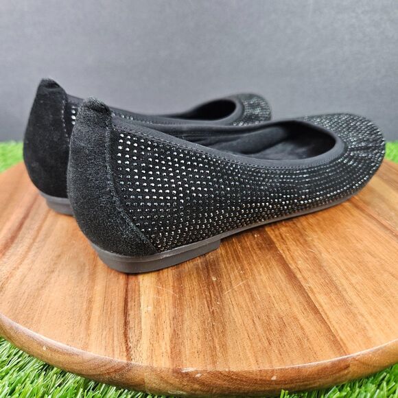 Vionic Spark Willow Ballet Flats Women 7.5 Shoes Black Suede Rhinestones Comfort - Picture 2 of 10